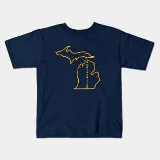 Port Sanilac MI Love (Yellow) Kids T-Shirt